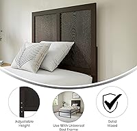 Vista 5 de EMMA + OLIVER Omar Cabecera de madera tamaño individual, cabecera de dos paneles en color marrón oscuro