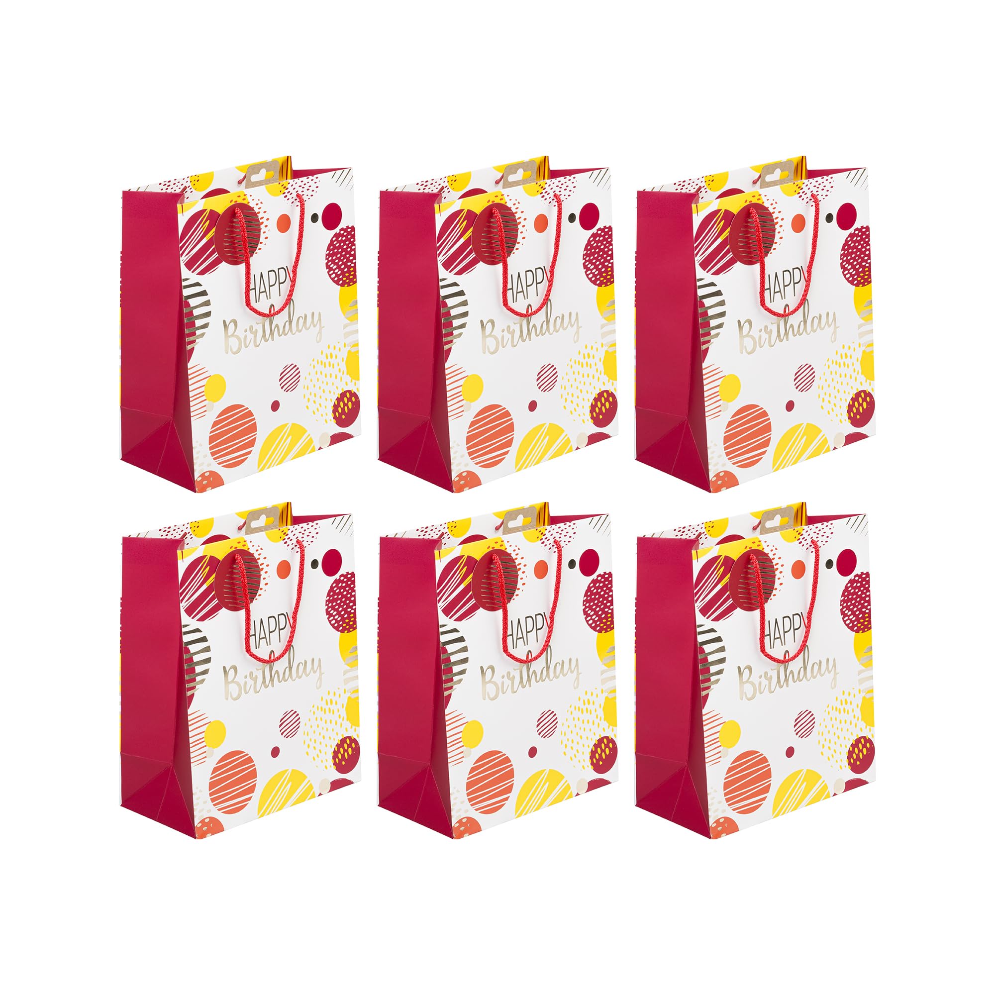 Clairefontaine 32484-2Cpack - Packung 6 Geschenktasche - Tüte Excellia, Format L (26,5x14x33 cm), 210g, geeignet für Geschenke, Happy Birthday rosa, 1 Pack