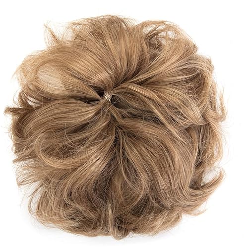 Miniatura 9 de Lelinta - Extensiones de pelo ondulado y rizado, peluca en una liga de cabello en forma de rodete y moño