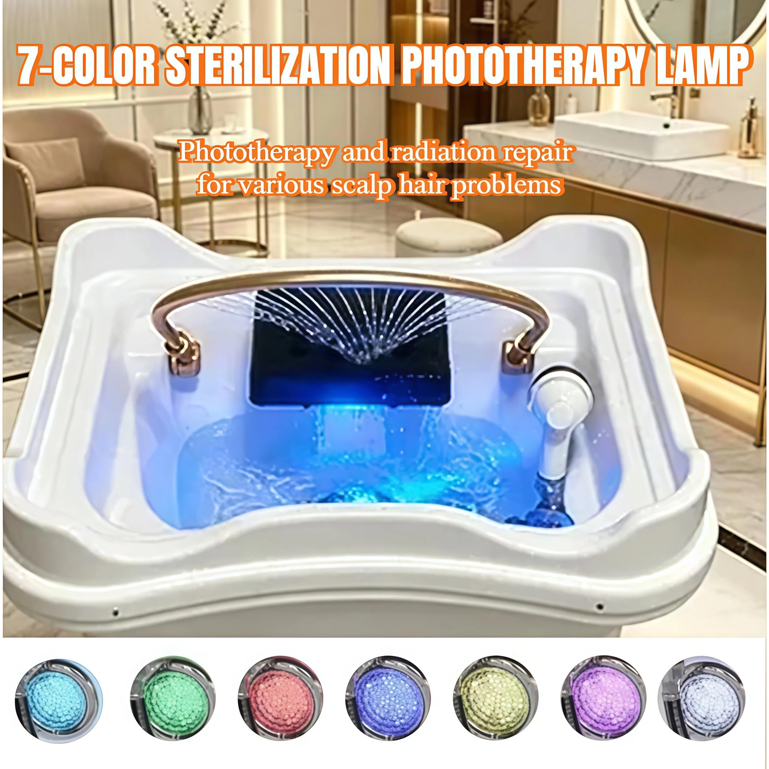 Cabezal de Lavado Extraíble para Salón de Belleza Equipo Spa Japonés Lavabo Champú Con Circulación Agua Y Función Terapia Luz Cama de Champú de Masaje Cuenco para Champú Cama para Peluquero (black)