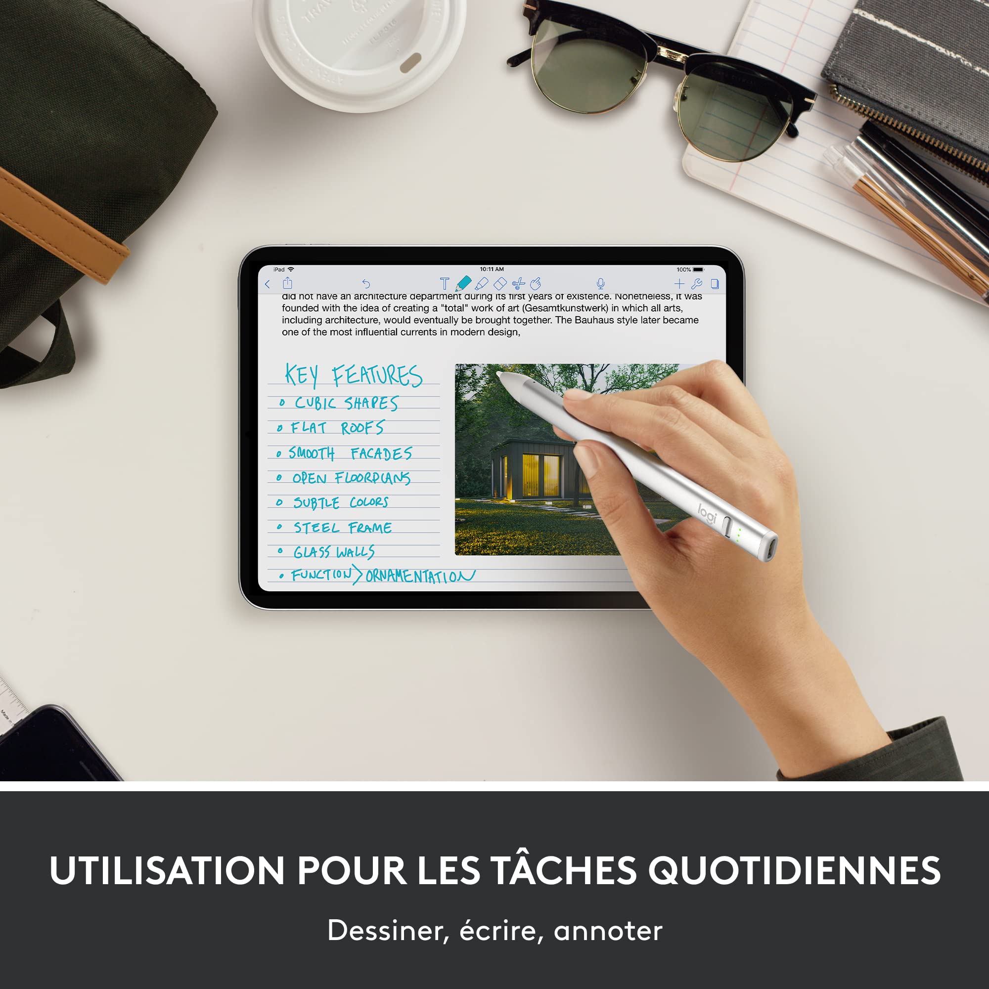 Logitech Crayon Stylet numérique pour iPad 2018 et ultérieures avec Technologie Apple Pencil - Argent/Orange