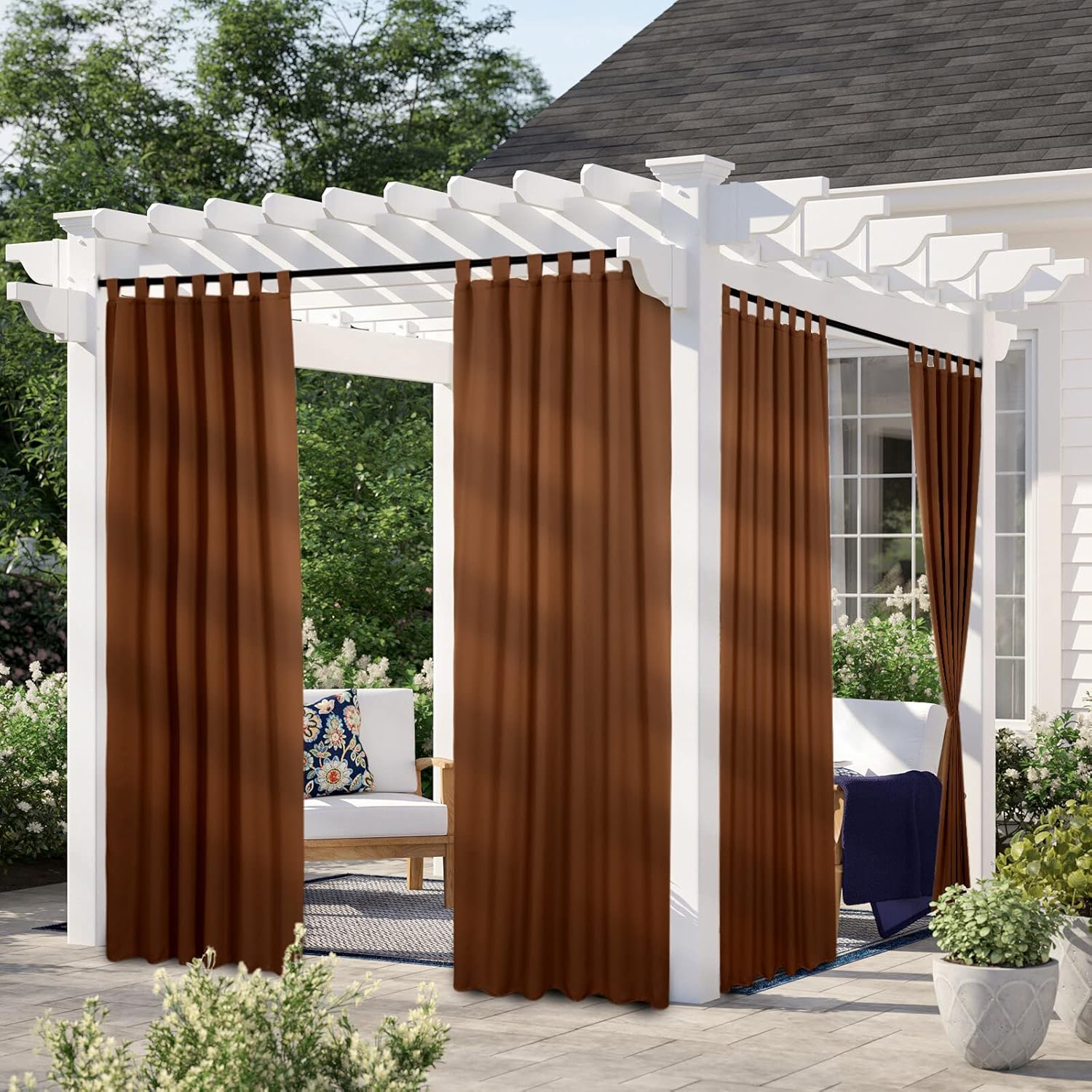 Drewin Outdoor Curtains Extra Wide for Patio Waterproof,Gazebo Blackout