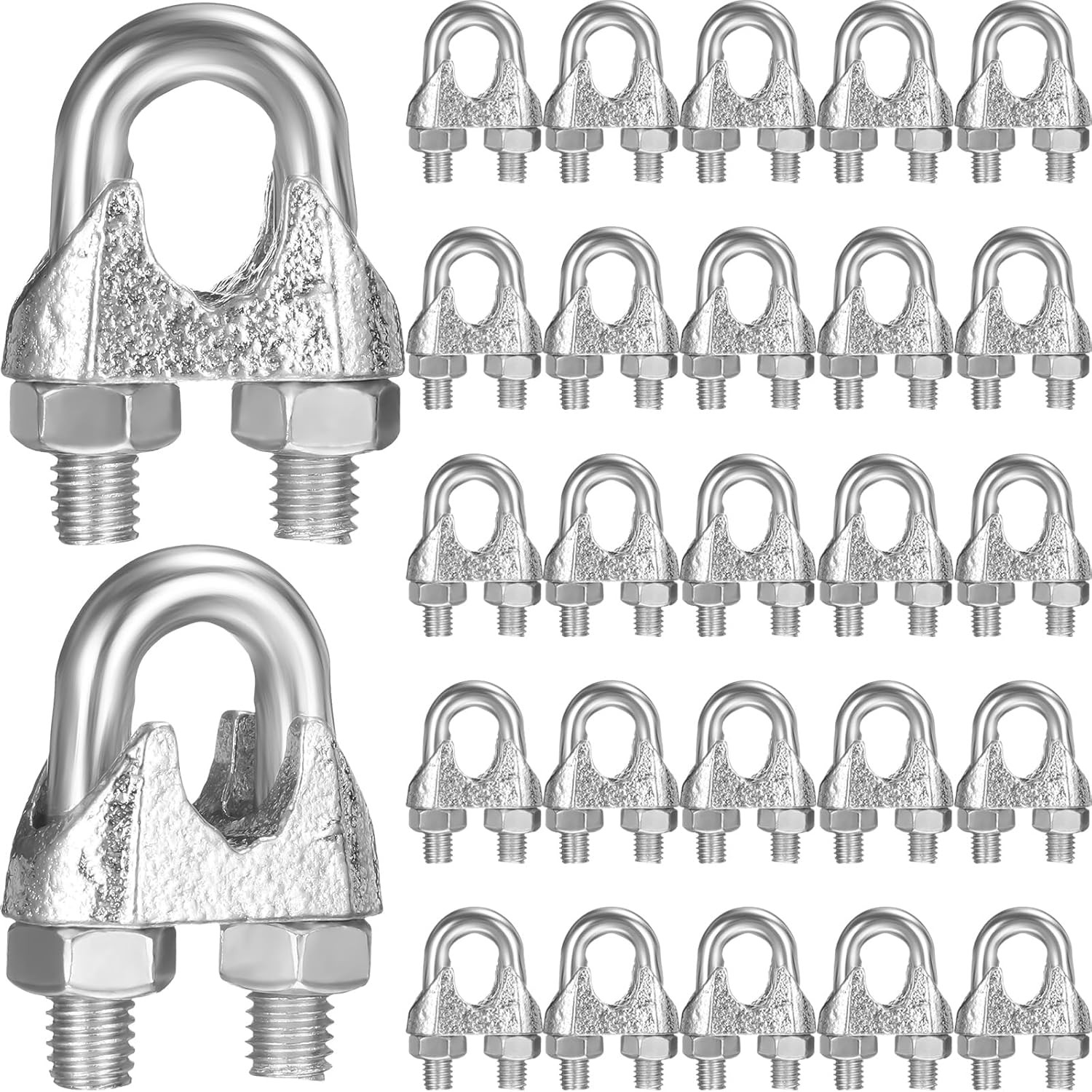 Tandefio 25 Pcs M12 1/2" Wire Rope Clip U Bolt Saddle Fastener Clamp Zinc Plated Wire Rope Clips for Rigging and Cable