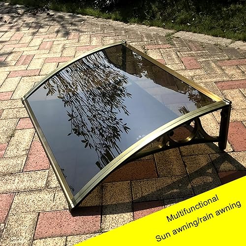 Miniatura 6 de KDDEON Toldo de entrada de toldo para puerta delantera, protección UV, resistente 123, cubierta de policarbonato transparente, soporte curvo, toldo