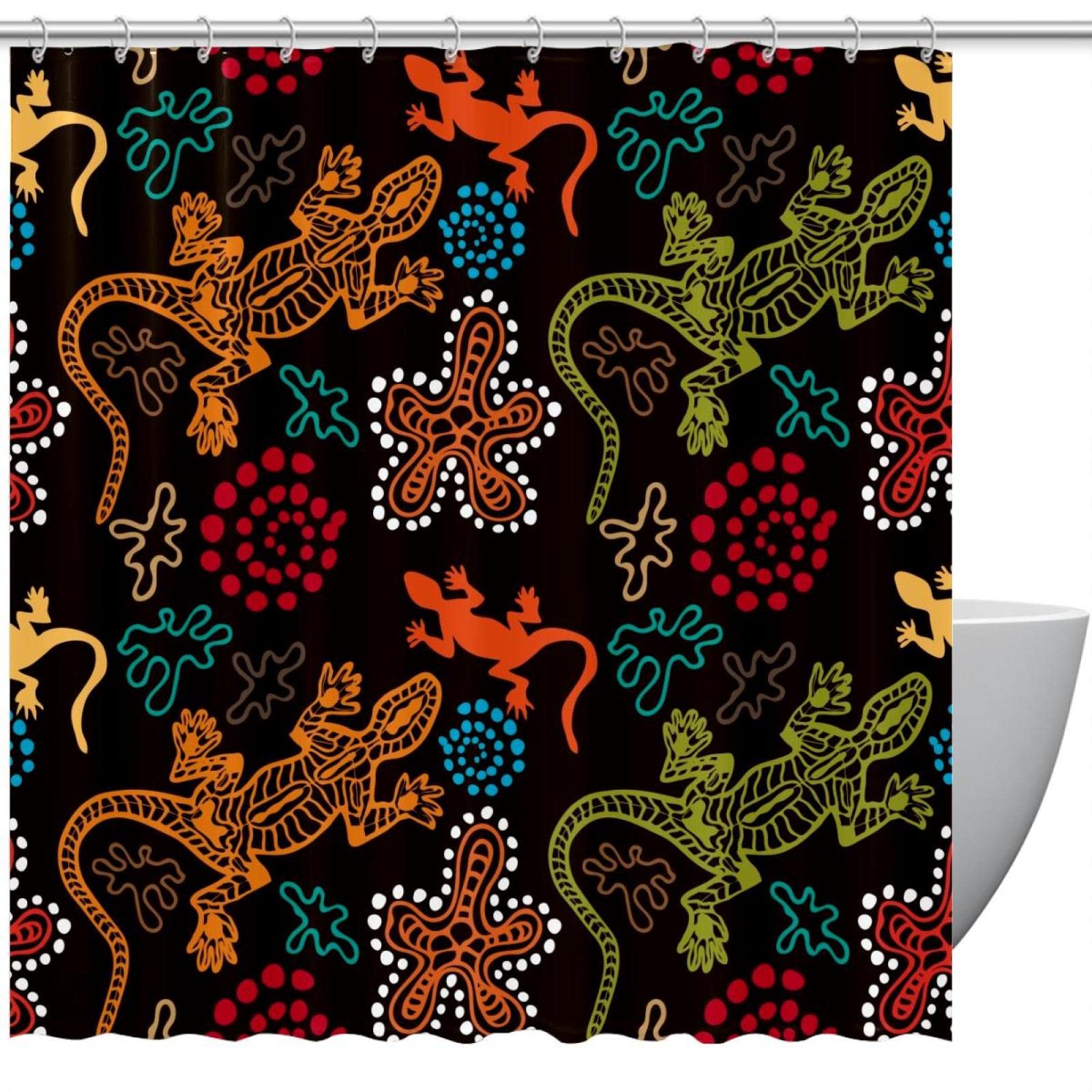Rideau de douche bohème aux motifs illustrés main pour une déco unique
