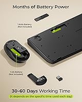 Vista 6 de seenda COE200 - Combo de teclado y mouse Bluetooth inalámbrico, ergonómico con reposamuñecas, conexión multidispositivo, tamaño completo, compatible