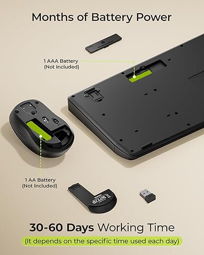 Miniatura 6 de seenda COE200 - Combo de teclado y mouse Bluetooth inalámbrico, ergonómico con reposamuñecas, conexión multidispositivo, tamaño completo, compatible