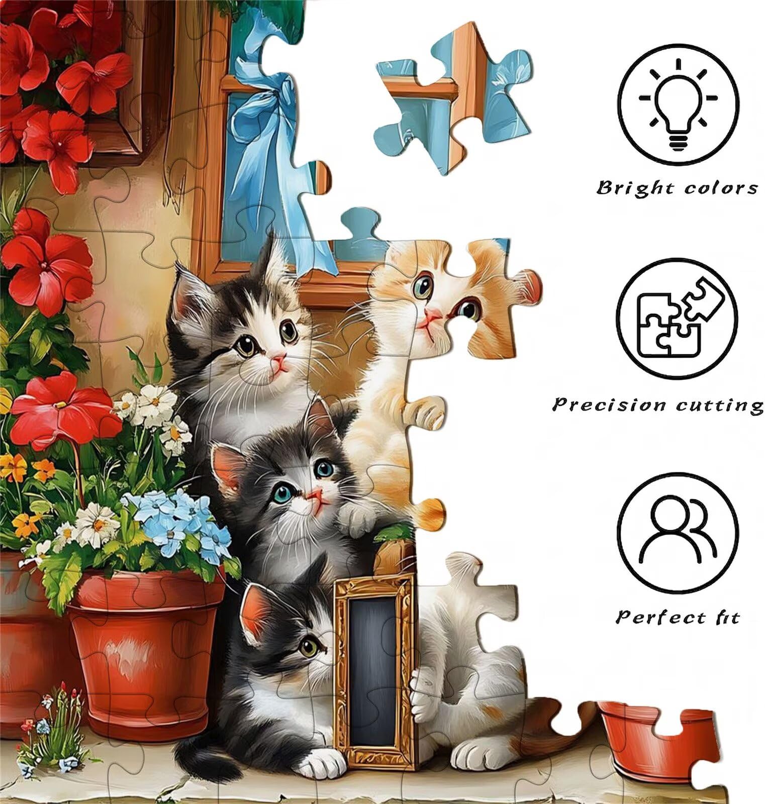 Puzzle 2000 Teile, Holzpuzzle Erwachsene Tier Katze-3 Impossible Klassische Jigsaw Puzzles 99.5 x 70.5 cm, Familien Spiel, Puzzle Stressabbau Denkspiel, Home Dekor w0-167