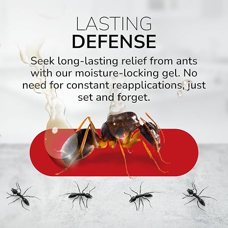 Ant Gel Bait, Indoor/Outdoor Use, Non-Staining, Odorless, Safe for Food Areas, Eliminates 19 Types of Ants Including Fire Ants, 4 Pack