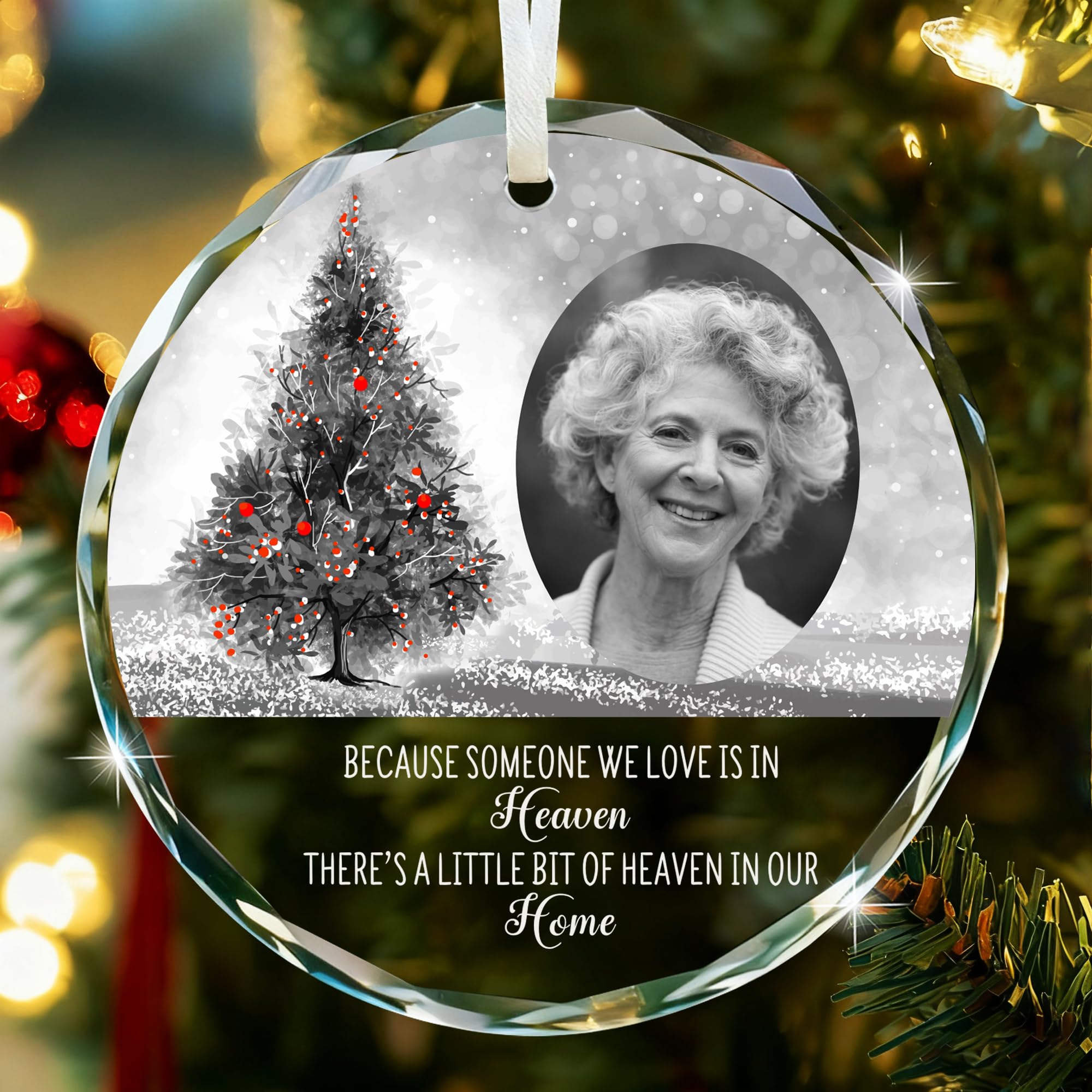 Personalised Memorial Christmas Bauble Custom Christmas Baubles Ornaments Gifts Xmas Tree Decorations In Loving Memory Hanging Xmas Keepsake Acrylic for Your Loved Ones (Design 4, Round)