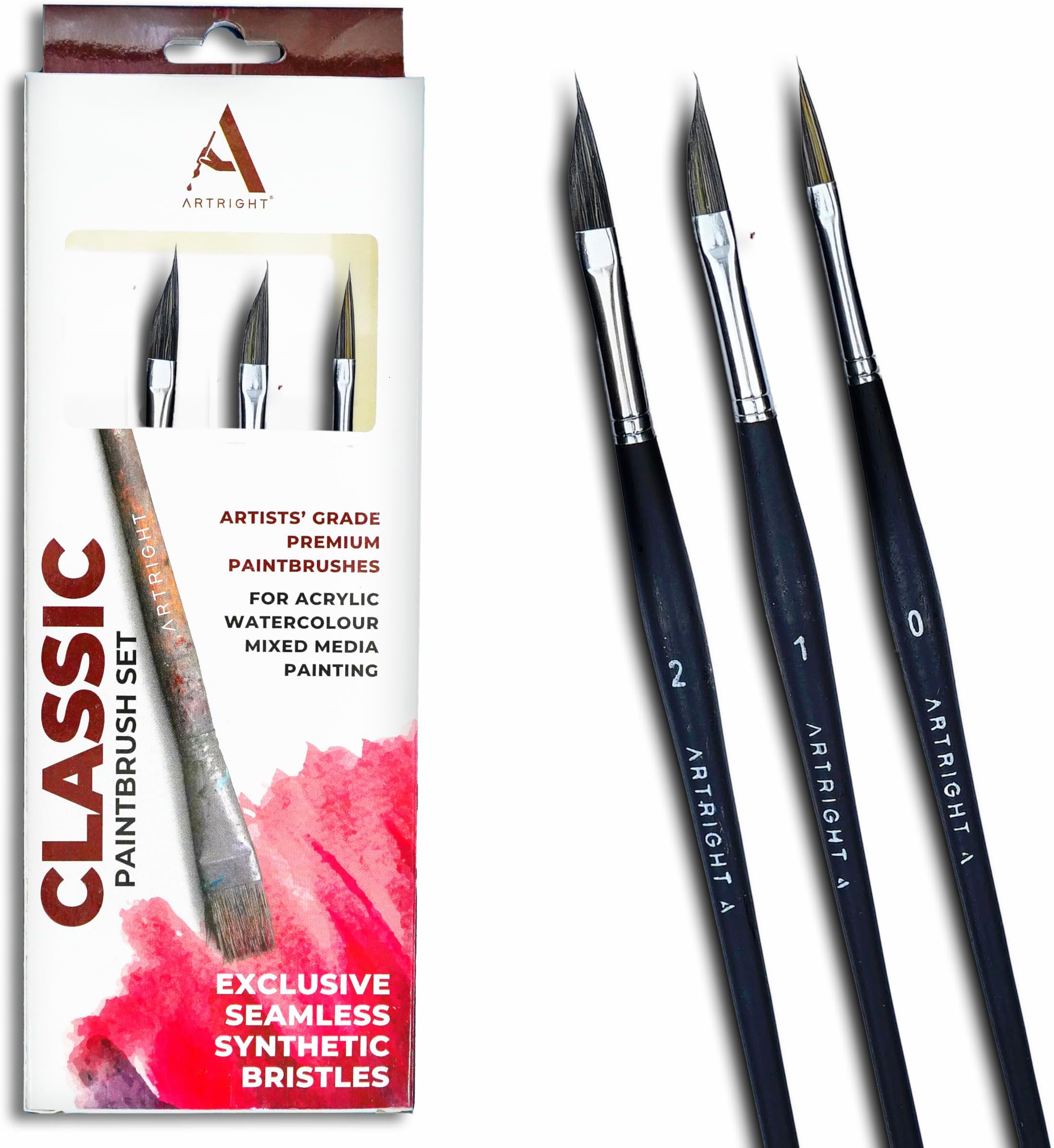 - wood Leaf & Petal Paint Brushes Set of 3 (#0, #1 & #2) with Seamless Synthetic Bristles - 3 Premium Artists' Liner Painting Brushes Inc Dagger Brush for Acrylic Painting, Oil Painting & More