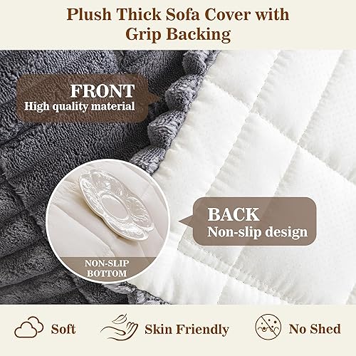 Miniatura 5 de MYSKY HOME Fundas para sofá de 3 cojines, aptas para mascotas, fundas de sofá lavables para mascotas, fundas protectoras de muebles, fundas