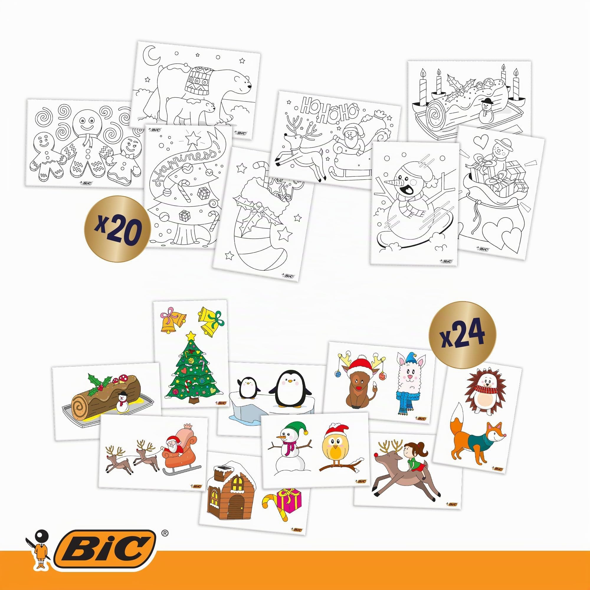 BIC Calendario Adviento 24 artículos escritura kit papelería niños tarjetas navideñas regalo niñas