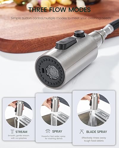 Miniatura 3 de Reemplazo de cabezal rociador de grifo de cocina, reemplazo de cabezal de grifo extraíble con 15 adaptadores, boquilla rociadora de 3 funciones para