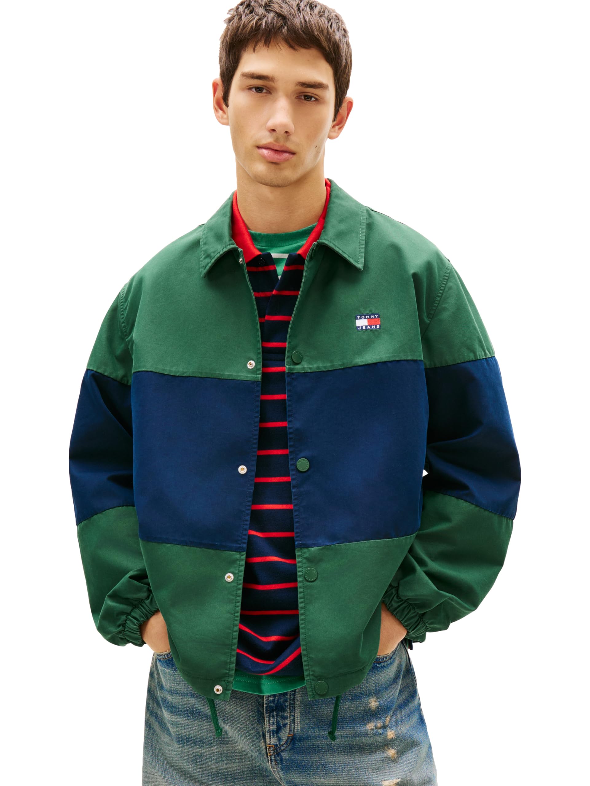 Men's Lightweight Color Block Shirt Jacket