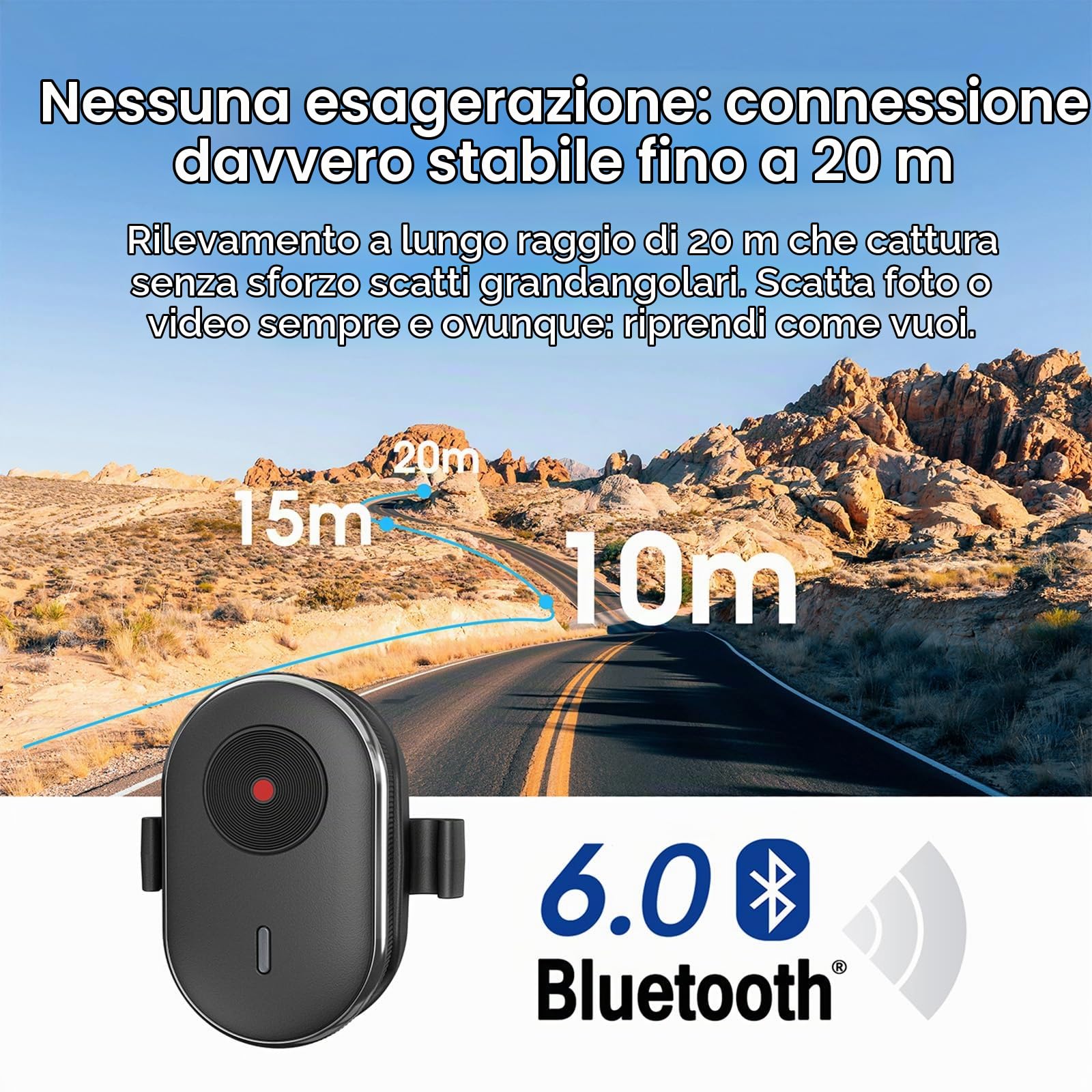 Telecomando Bluetooth universale per DJI Osmo 360/ACTION 6 per Insta360 X5/ACE PRO 2/GO ULTRA per GoPro Hero 13/Max 2 Fotocamera Smartphone Impermeabile Mini Wireless Smart Remote Control
