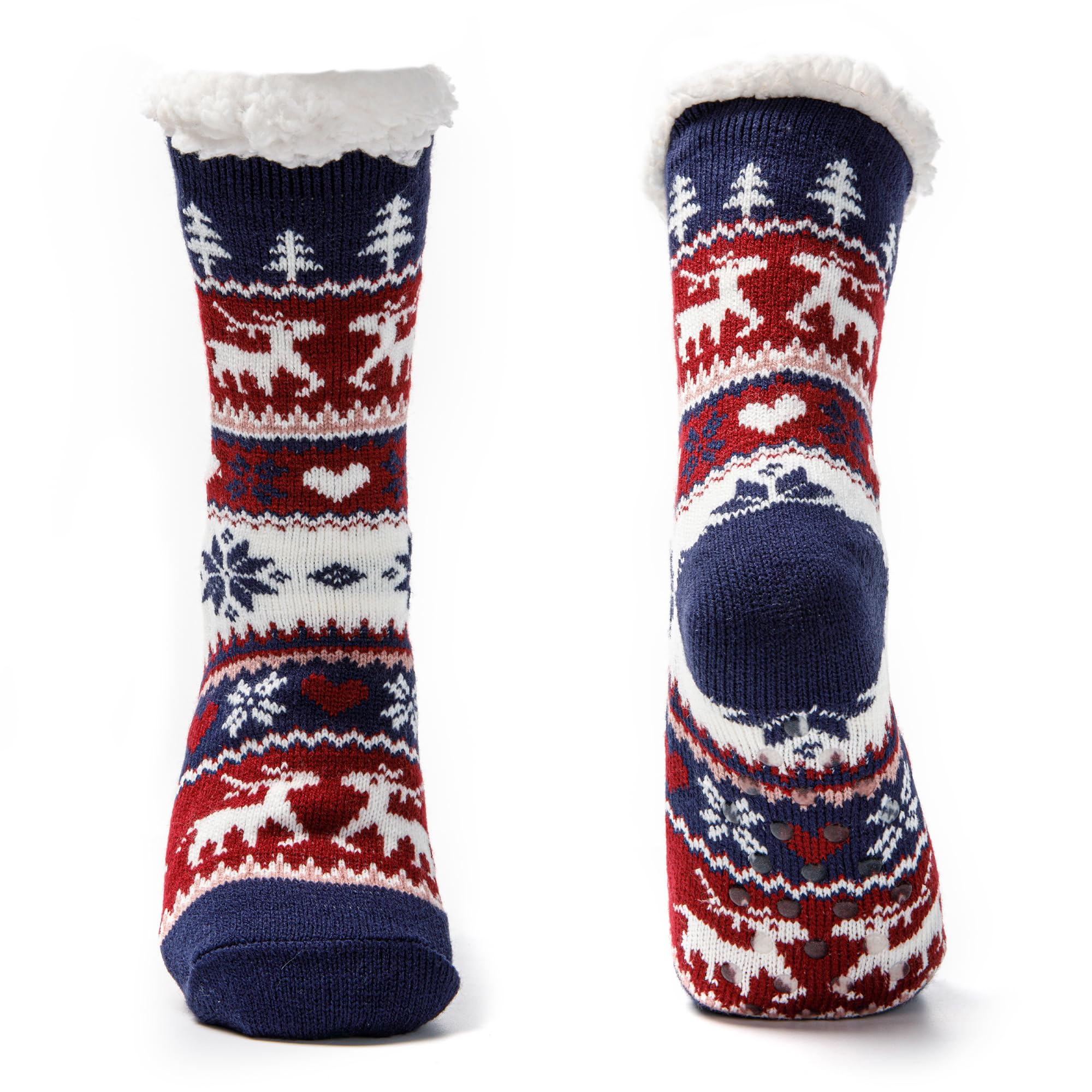 JOMIX Winter Stoppersocken Damen Dicke Socken Rutschfeste Hüttensocken Anti-Rutsch Sohle Flauschige Haussocken Plüschsocken Größe 36-42