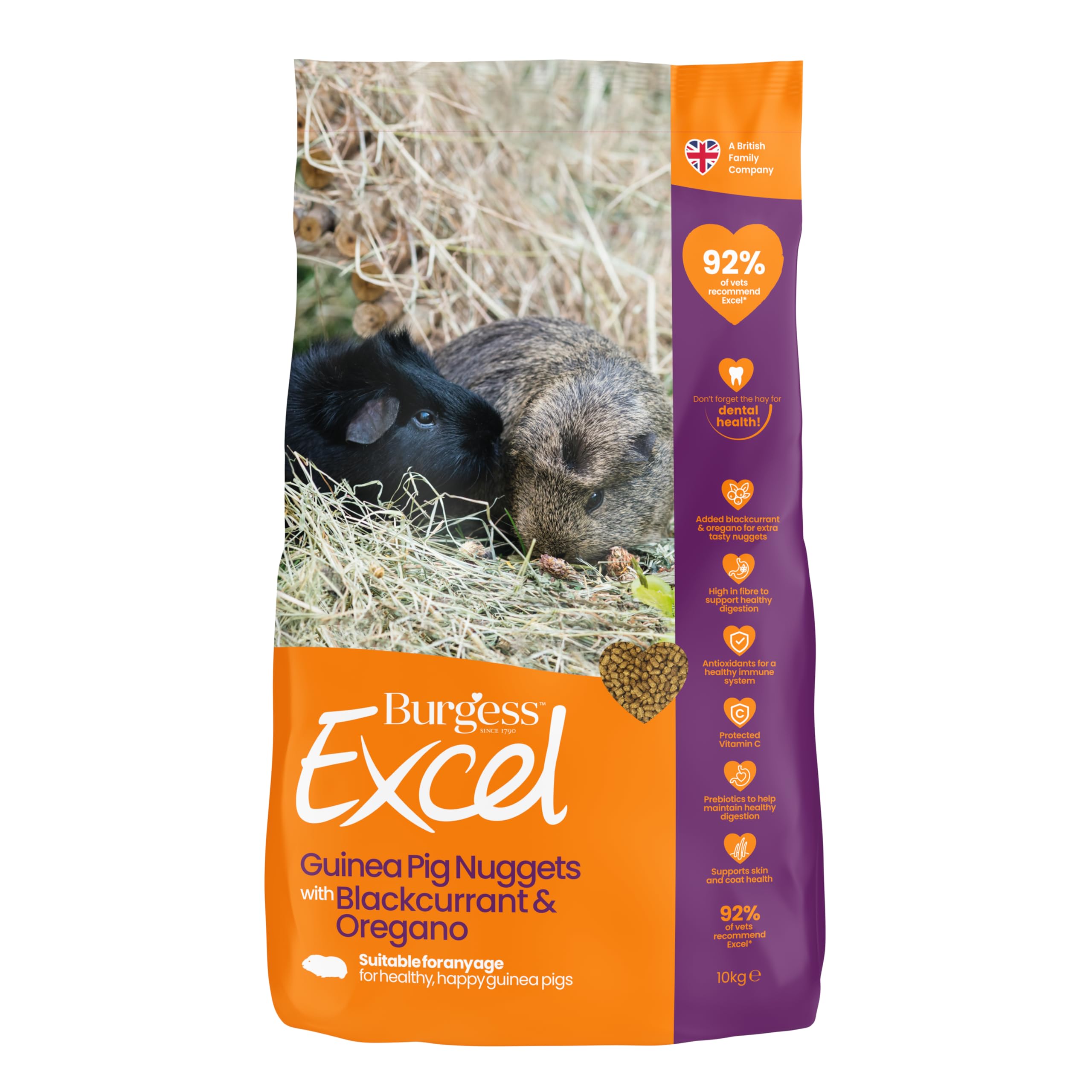Burgess Excel Pellets mit schwarzer Johannisbeere und Oregano für Meerschweinchen, 10 kg