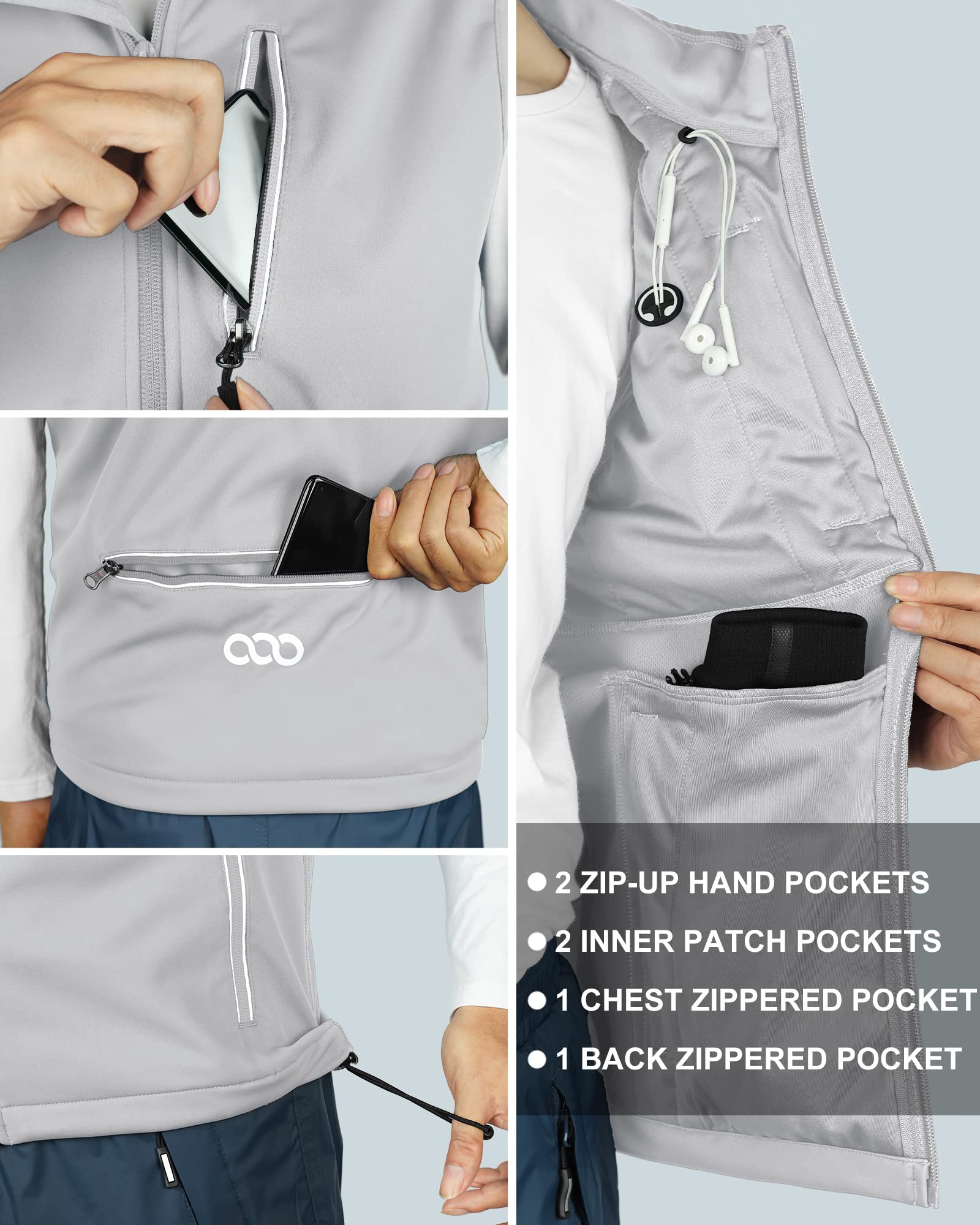 33,000ft Gilet leggero softshell da uomo, impermeabile, antivento, traspirante, senza maniche, per ciclismo, corsa, escursionismo, golf, lavoro