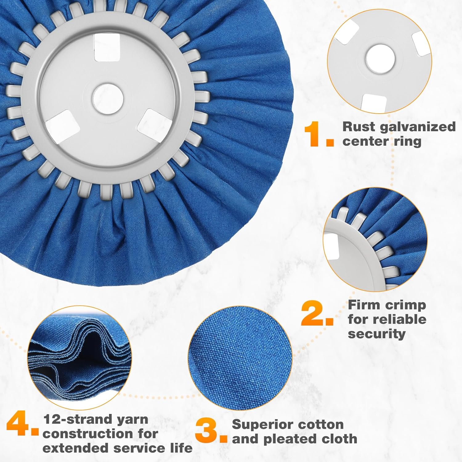 7 Pcs Airway Buffing Wheel Kit,8 Inch Polishing Wheel and Compound,for Angle Grinder Buffing Rake Buff Safety Flange Aluminum Polishing Kit 8" in Diameter 5/8" in Arbor Hole