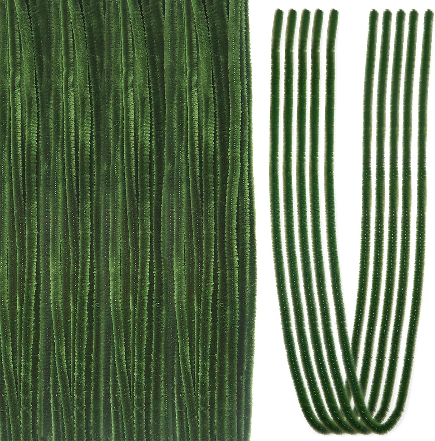 TOAOB 100pcs Long Pipe Cleaners Moss Green Overlength Chenille Stems 24 Inch Fuzzy Sticks Craft Supplies for DIY Art Craft Projects Home Decorations