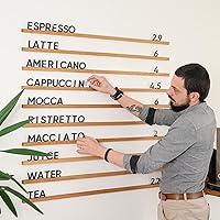 Vista 2 de Inko Horeca - Wooden Wall Menu Board - Set of 10 Regular Rails - Changeable Board - Letter Shelf Menu - Letter Display Wall Ledge Shelf - 400 pcs