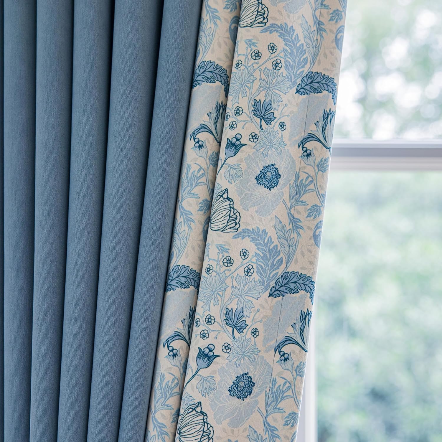 VisionaryHomeDesign French Country Blackout Curtain - Blue Toile Print Cotton for Timeless Homes(W50 x L96(Set of 2))