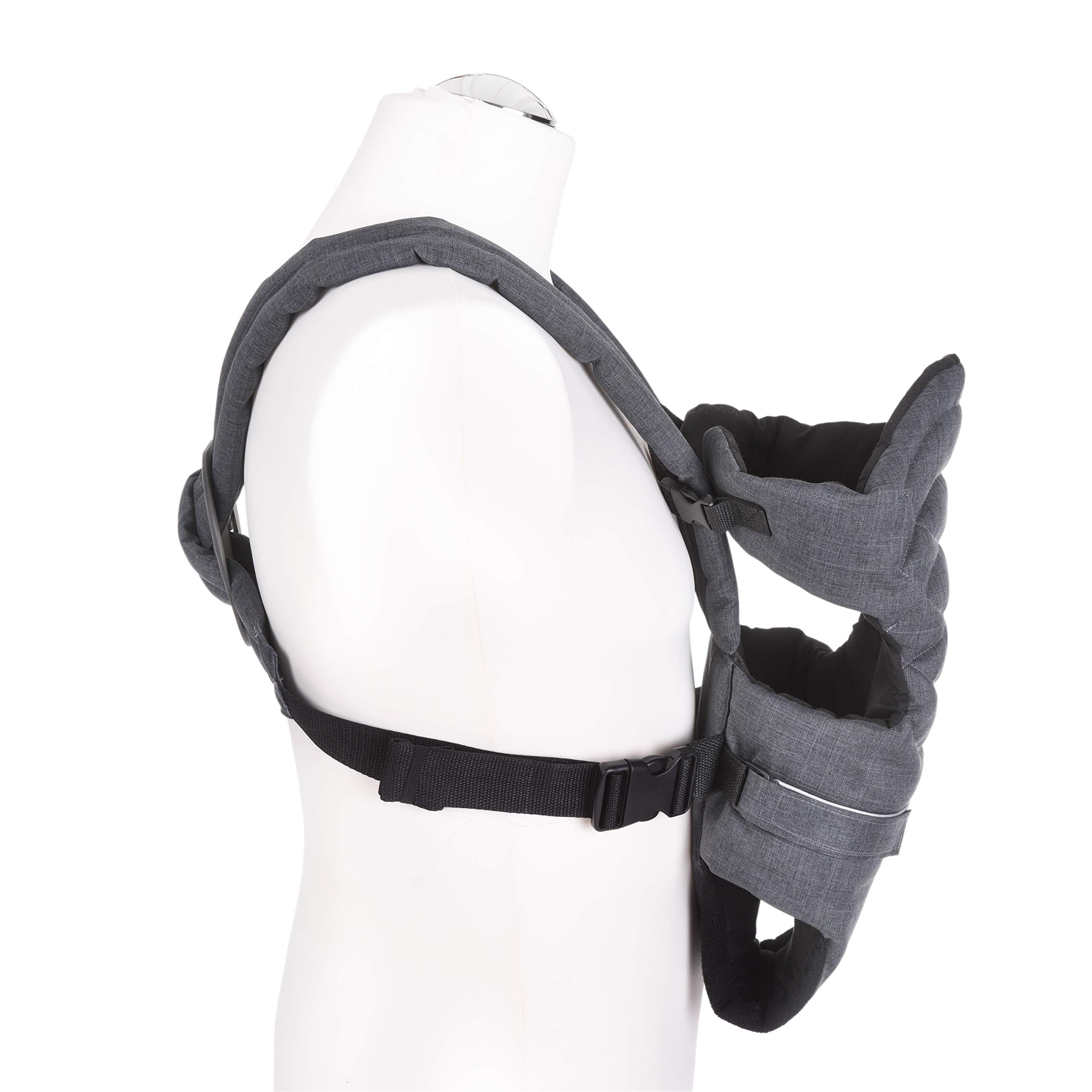 Hauck 2 Way Carrier - Baby Carrier with 4 carry positions, Baby carrier for 0 to 9 months baby, Breathable Skin-friendly Premium Fabric, Adjustable Newborn to Toddler Carrier, Max weight Up to 12 Kgs (Melange Charcoal)