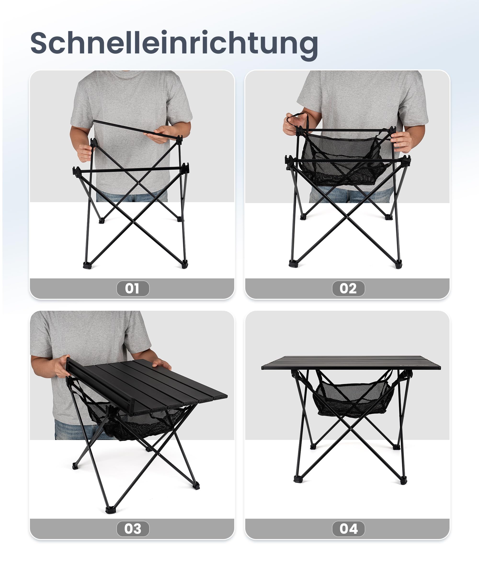 OneTigris SWIFLY Campingtisch Alu faltbar, Klapptisch klein faltbar, Outdoor Tisch Ultraleicht tragbarer, Tisch klappbar, Tragfähigkeit bis zu 30 kg für Outdoor, Wandern (56x40,5x39,5 cm)