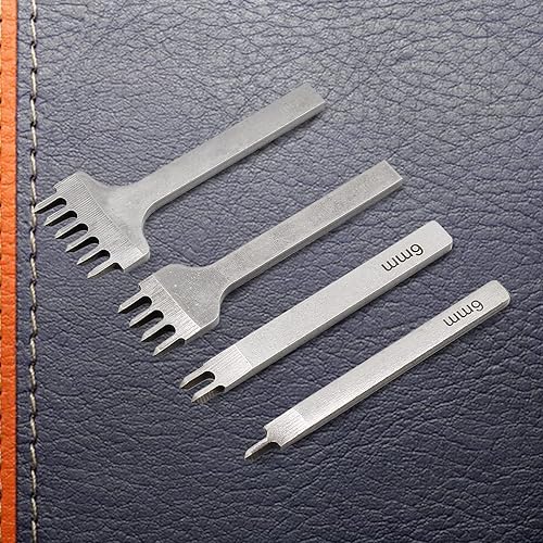 Miniatura 6 de Perforadora de cuero de 0.236 pulgadas, perforadora de costura de cuero, punzón de costura de diamante de 1246 para manualidades de cuero (4