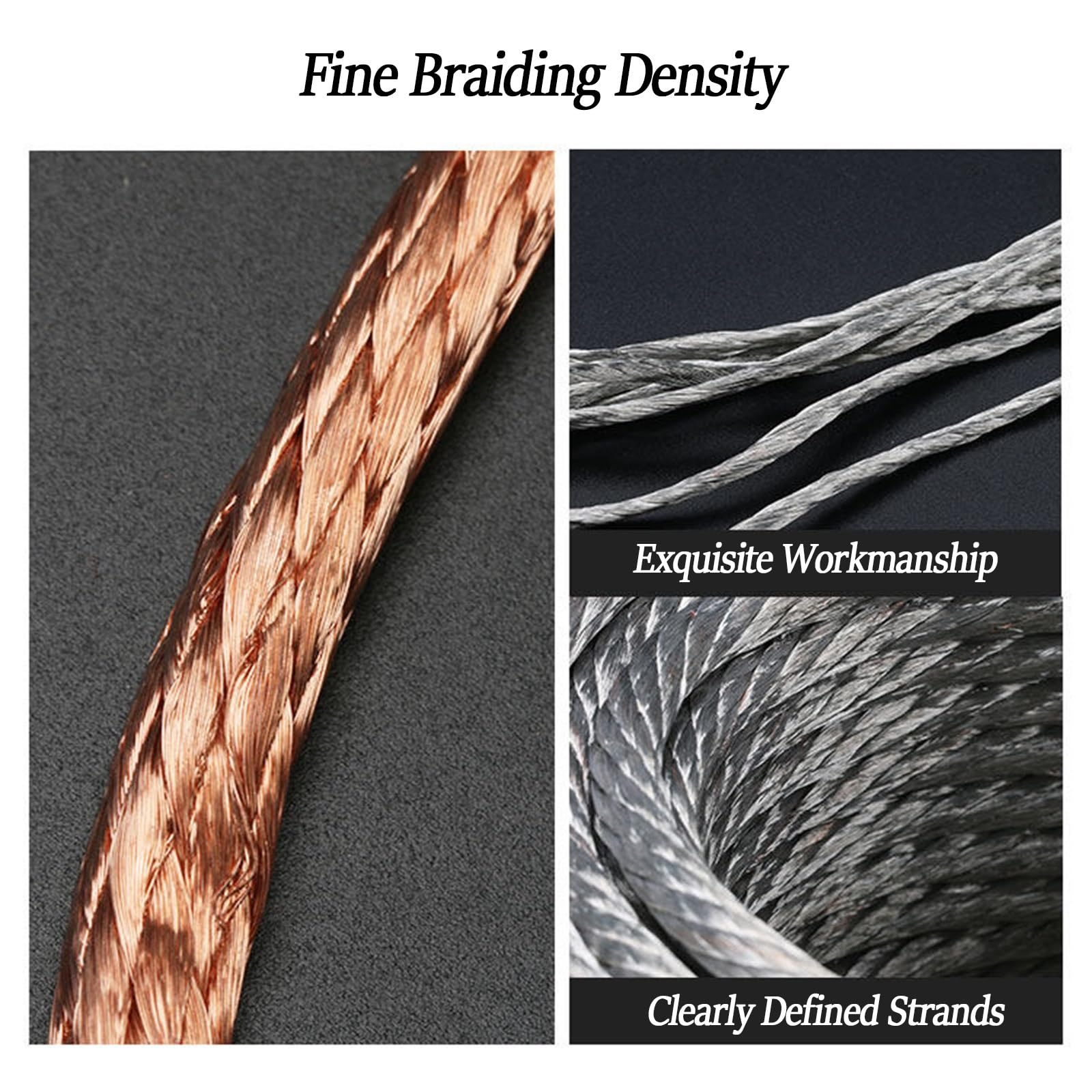 Kit Cavo Di Messa A Terra 2,5–95 Mm² 15 Ft (5 M) – Treccia In Rame Nudo/stagnato Flessibile Con Guaina Trasparente, 4 Occhielli Inclusi Per Messa A Terra E Collegamento Macchine(Bare,95mm2)