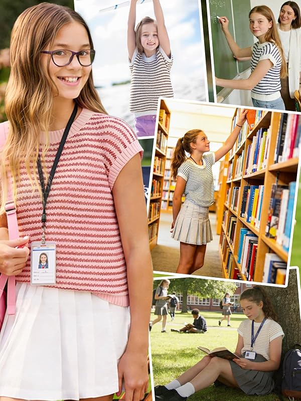 Seiciviy Girls Summer Cute Tops School Picture Day Teen Tween Sweater Vest Striped Short Sleeve Trendy Knit Vest Navy by Seiciviy - Image 4