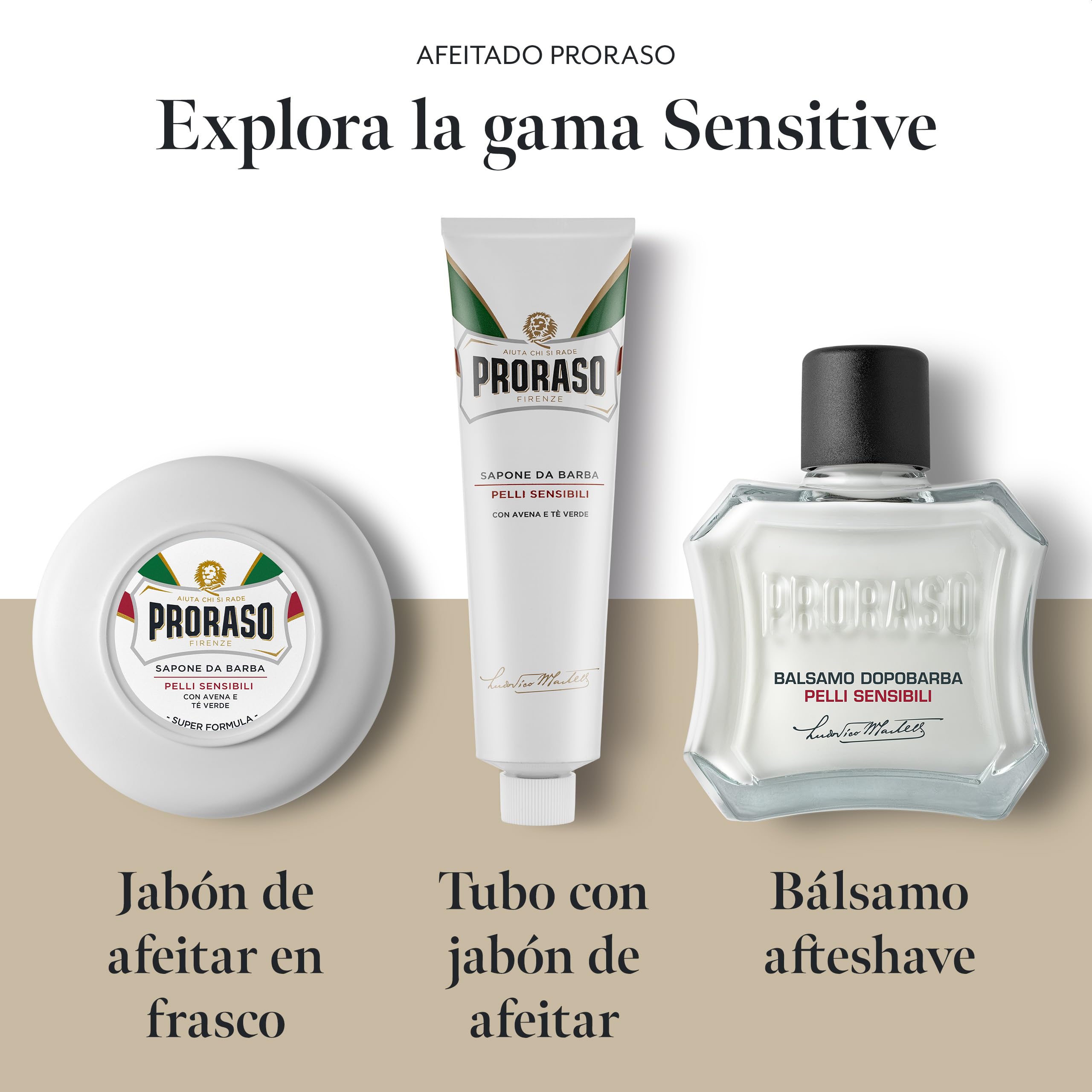 Proraso After Shave Bálsamo, 100 ml, bálsamo barba after shave refrescante con avena y té verde, tónico facial sin alcohol para pieles sensibles