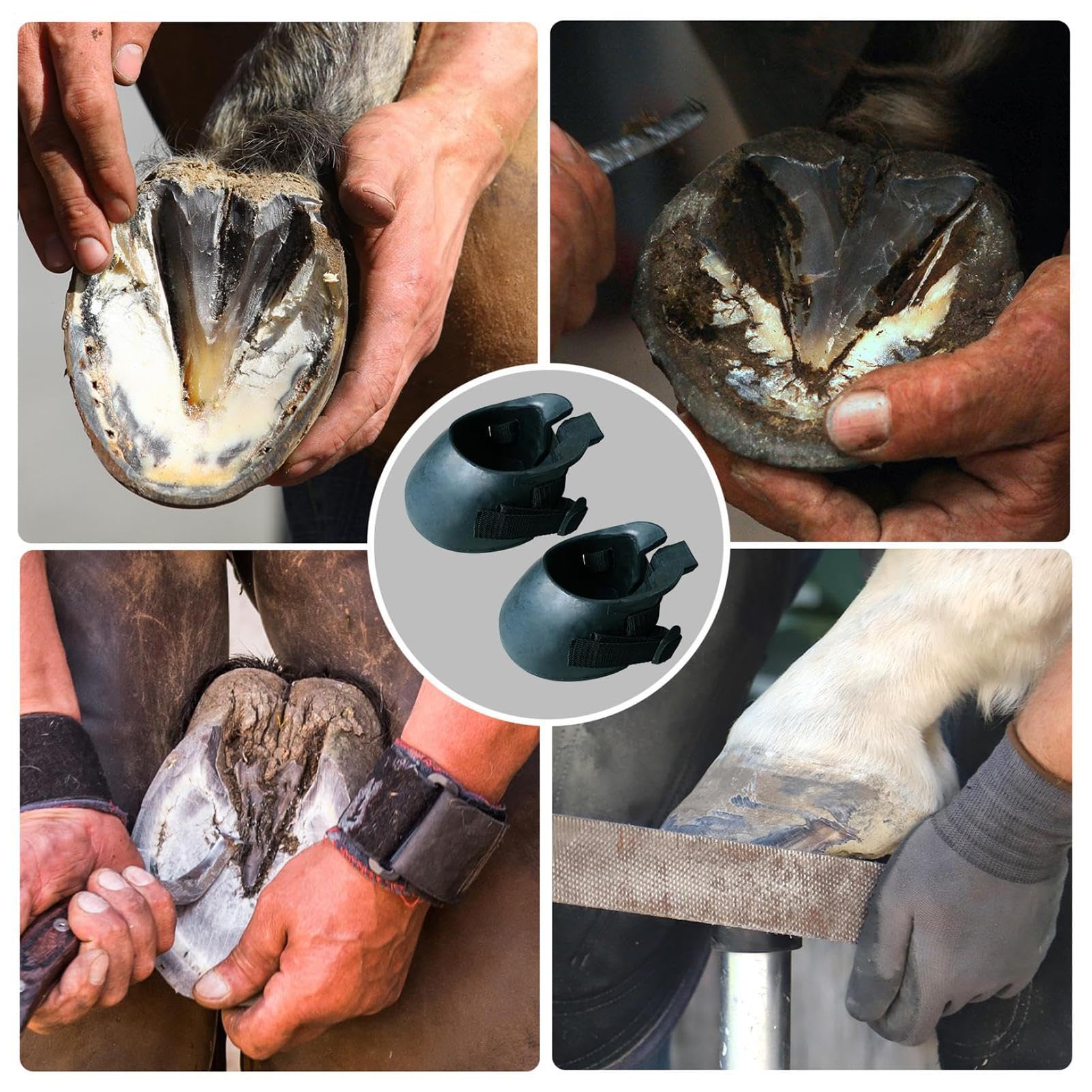 Buty Kopytowe dla Koni Antypoślizgowa Guma z Regulowanym Paskiem | Ochronne buty dla koni do przycinania, ochrony, rehabilitacji, treningu zawodów