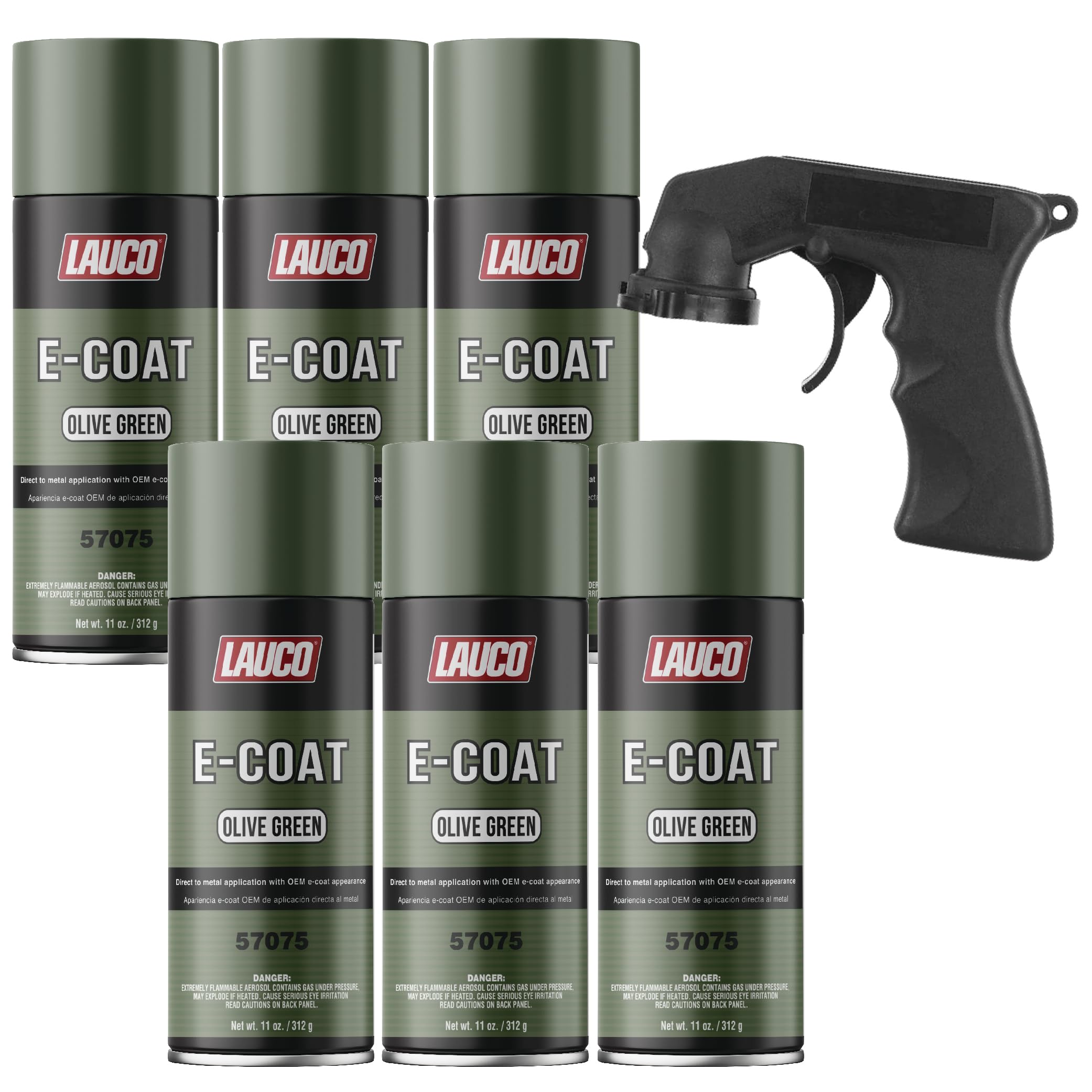 LAUCO E-Coat Olive Green (6-Pack) - 11oz Aerosol Spray Paint Can w