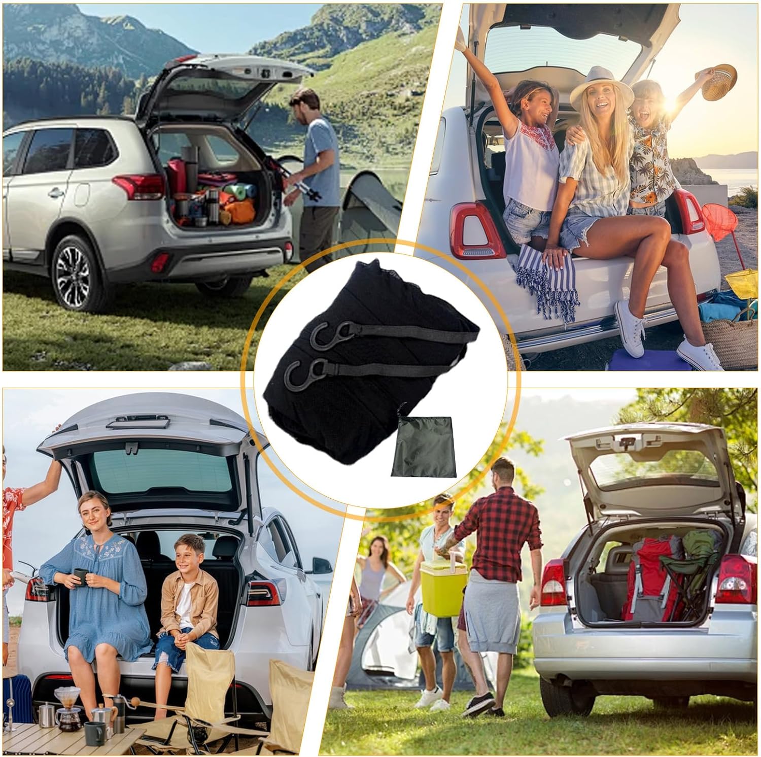 Car Net,Breathable Car Anti-UV Screen Mesh Cooler Net | Breathable Magnetic Mesh Screens with Two-Way Zipper, Travel UV Sun Protection Tailgate for Most Vehicles