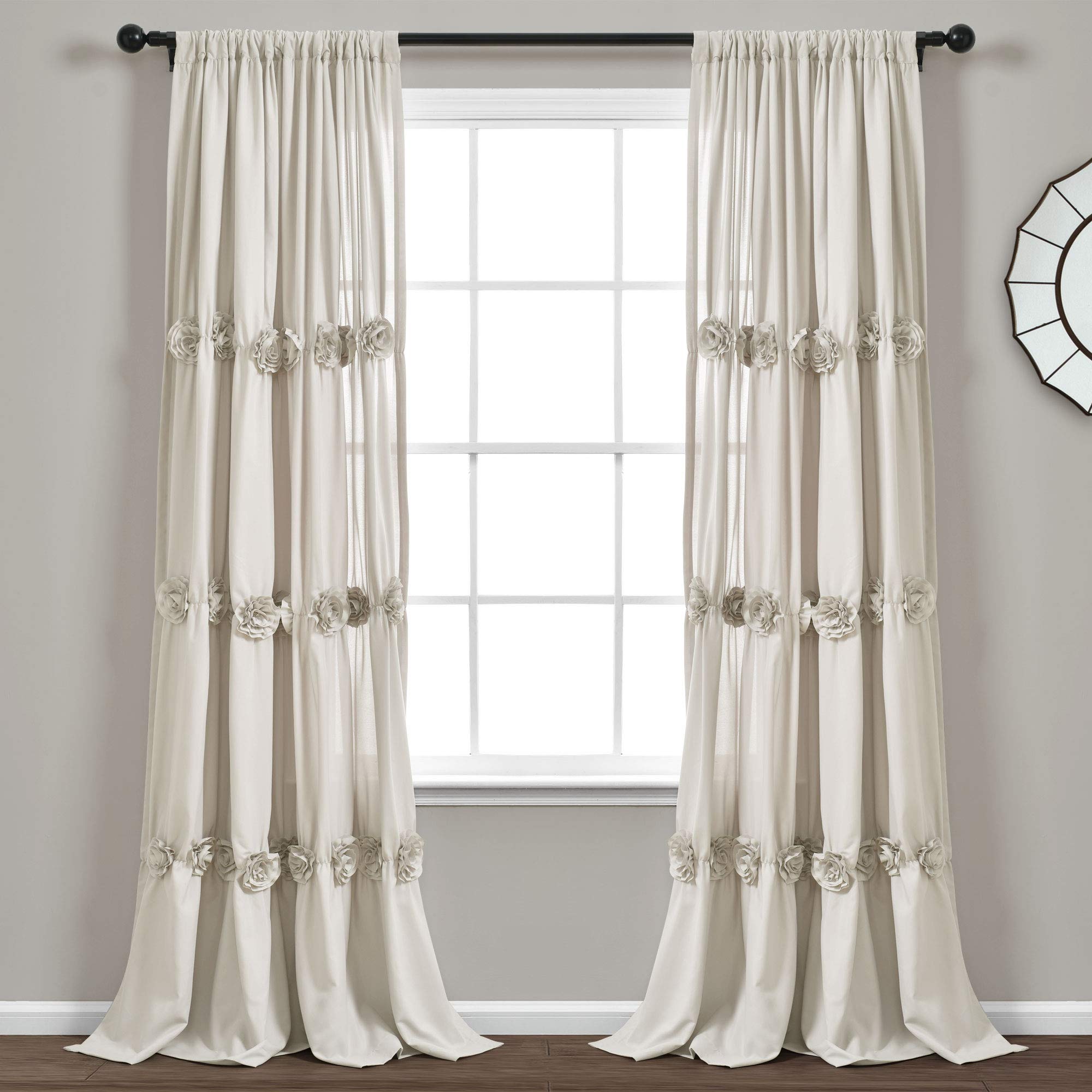 Lush Decor, Neutral Darla Window Curtain Single Panel, 84" x 40"