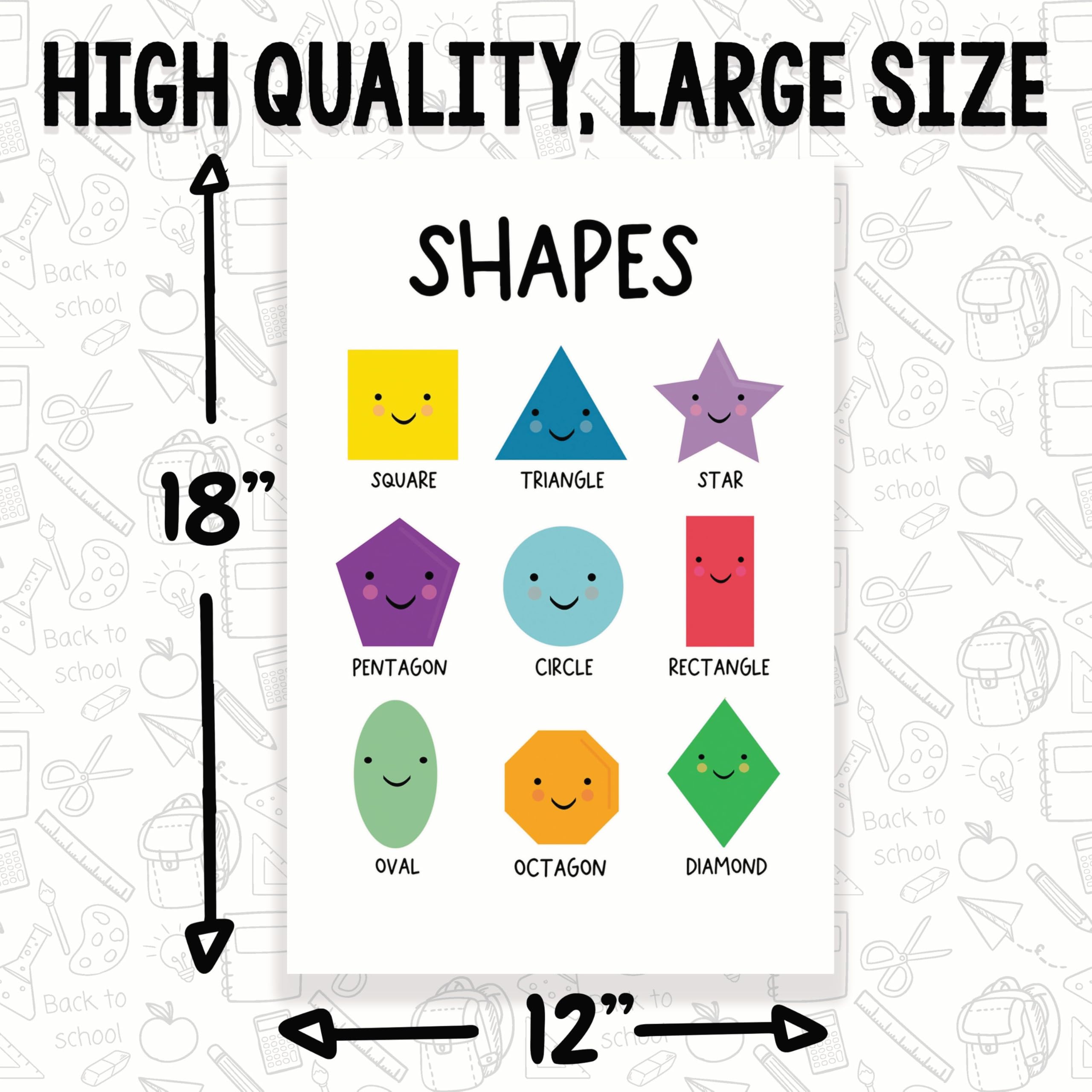 Shapes CPS0384 - Póster para aula, formas de aprendizaje, escuela primaria, jardín de infantes de preescolar, 12 x 18 pulgadas, decoración para el aula, artículos imprescindibles para el aula,