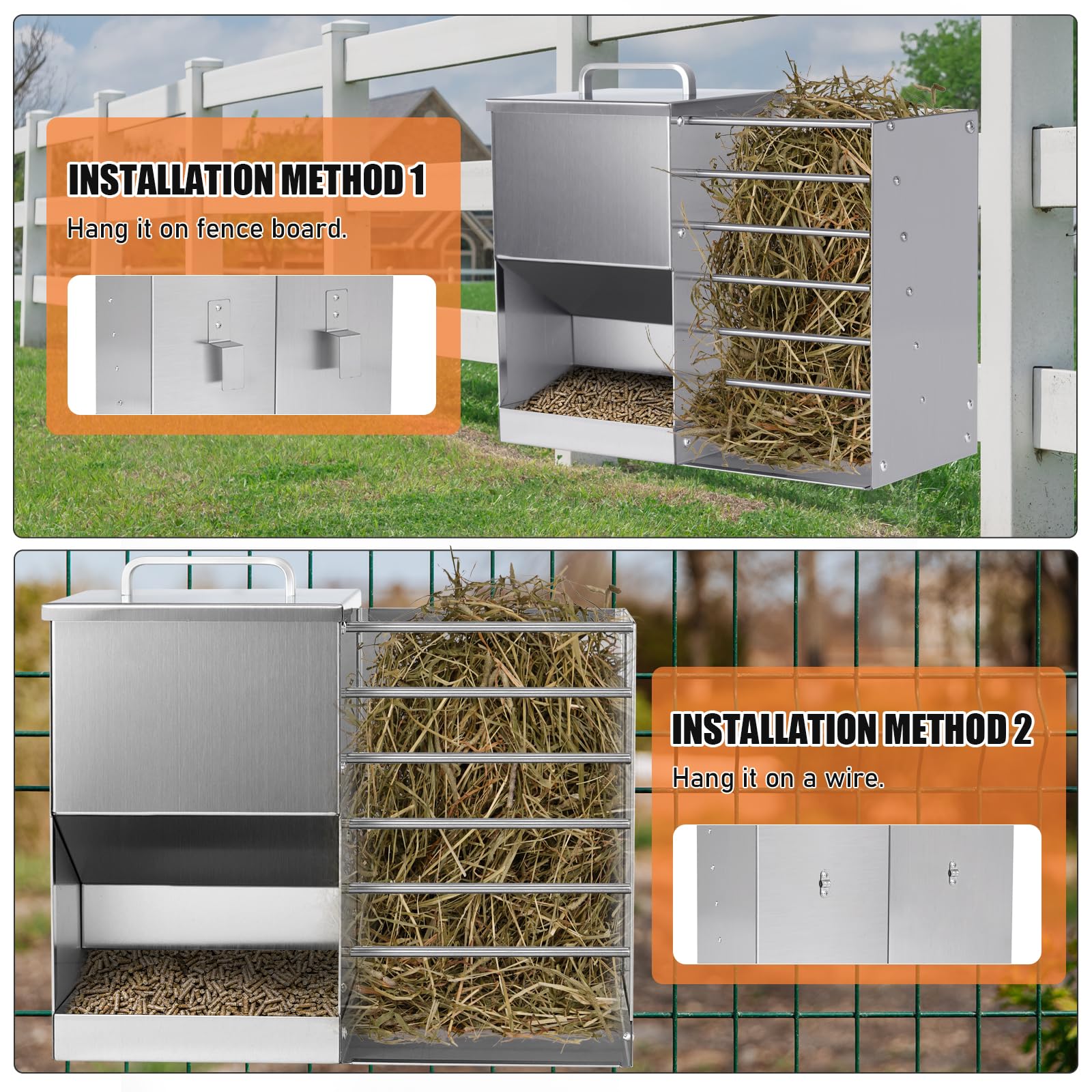 Mangeoire Automatique pour Lapin 2 en 1 avec Bouteille d'Eau 5L Distributeur Acier Inoxydable