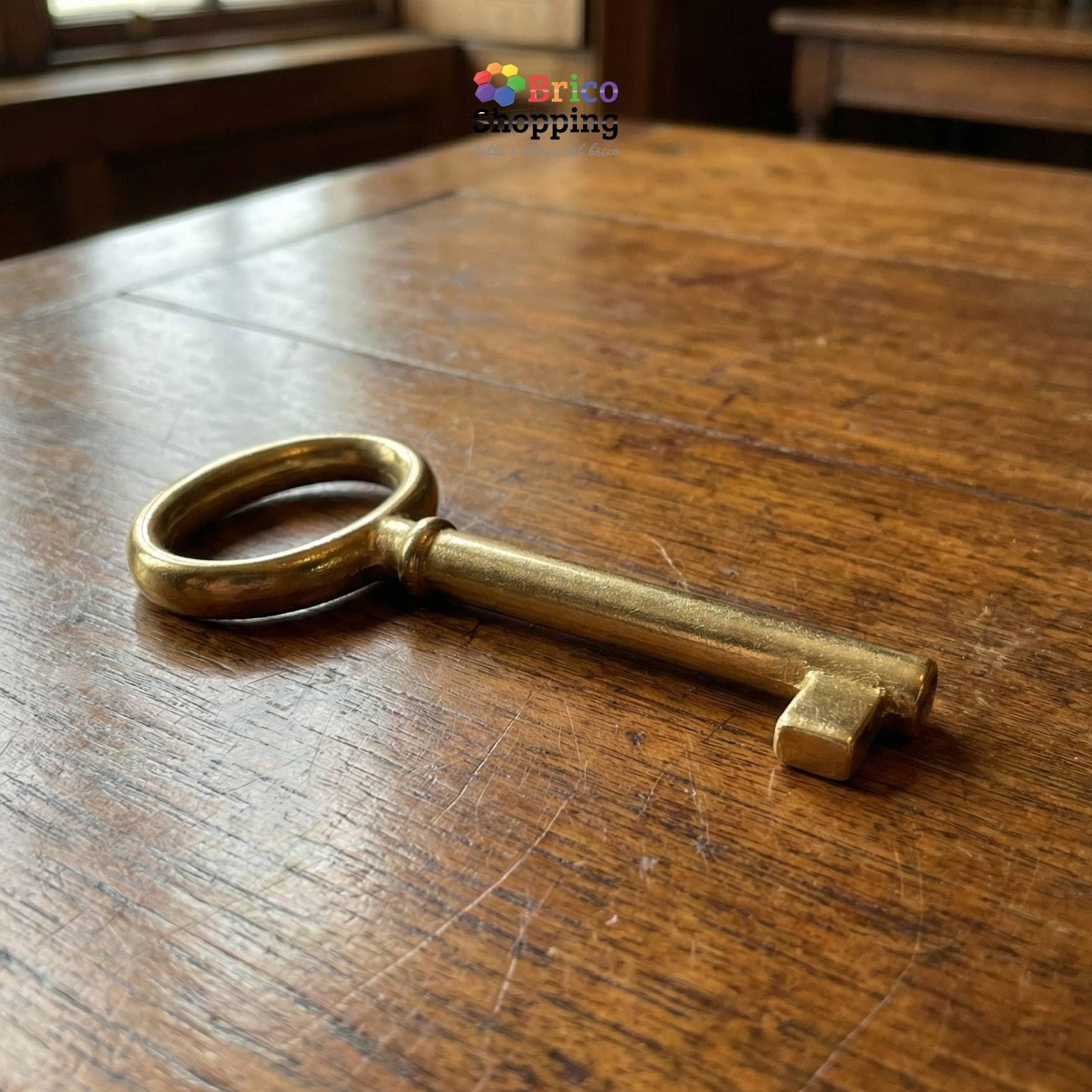 BricoShopping Chiavi Per Mobili In Arte Povera E Armadi Antichi Classici Moderni Chiave Universale In Stile Per Serratura Di Armadio In Ottone Chiave A Mappa Anticata Cassetto (BS0309, Ottone Lucido)