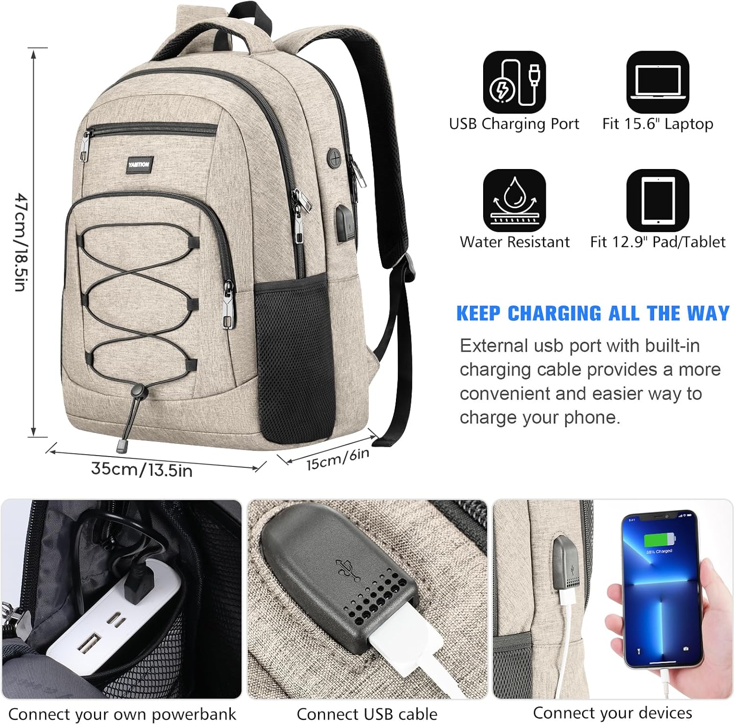 YAMTION School Backpack for Women and Teen Girls,College Bookbag Laptop Back Pack School Bag with USB Port for High School College Students Work