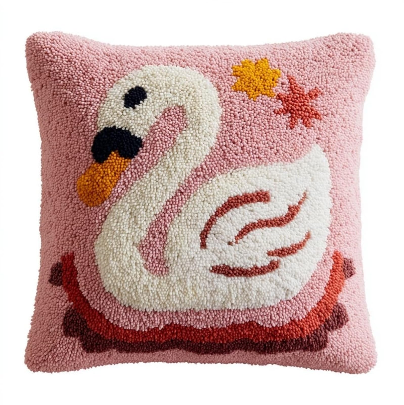 AxiangziK Latch Hook Kits 17x17in,Cartoon Swan Latch Hook Craft Decorative Tapestry DIY Needlework Rug Kits for Beginners Children Adults and Seniors