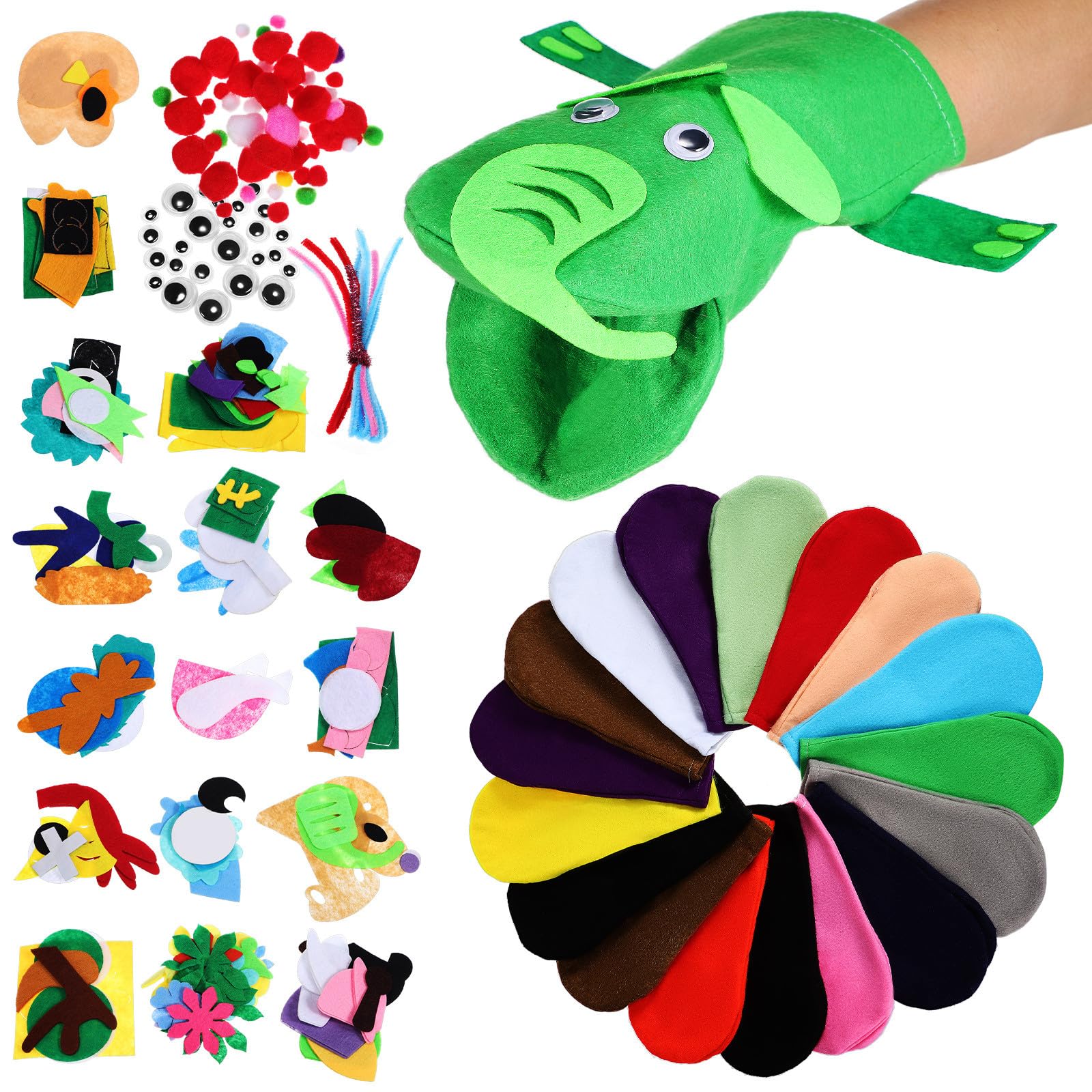 HOMSFOU Kit de Marionetas de Mano de Fieltro, 1 Juego de 24,5 X 14 Cm, Materiales para Manualidades Diy, Títeres Narradores de Cuentos, Juguetes Creativos para Actividades Infantiles