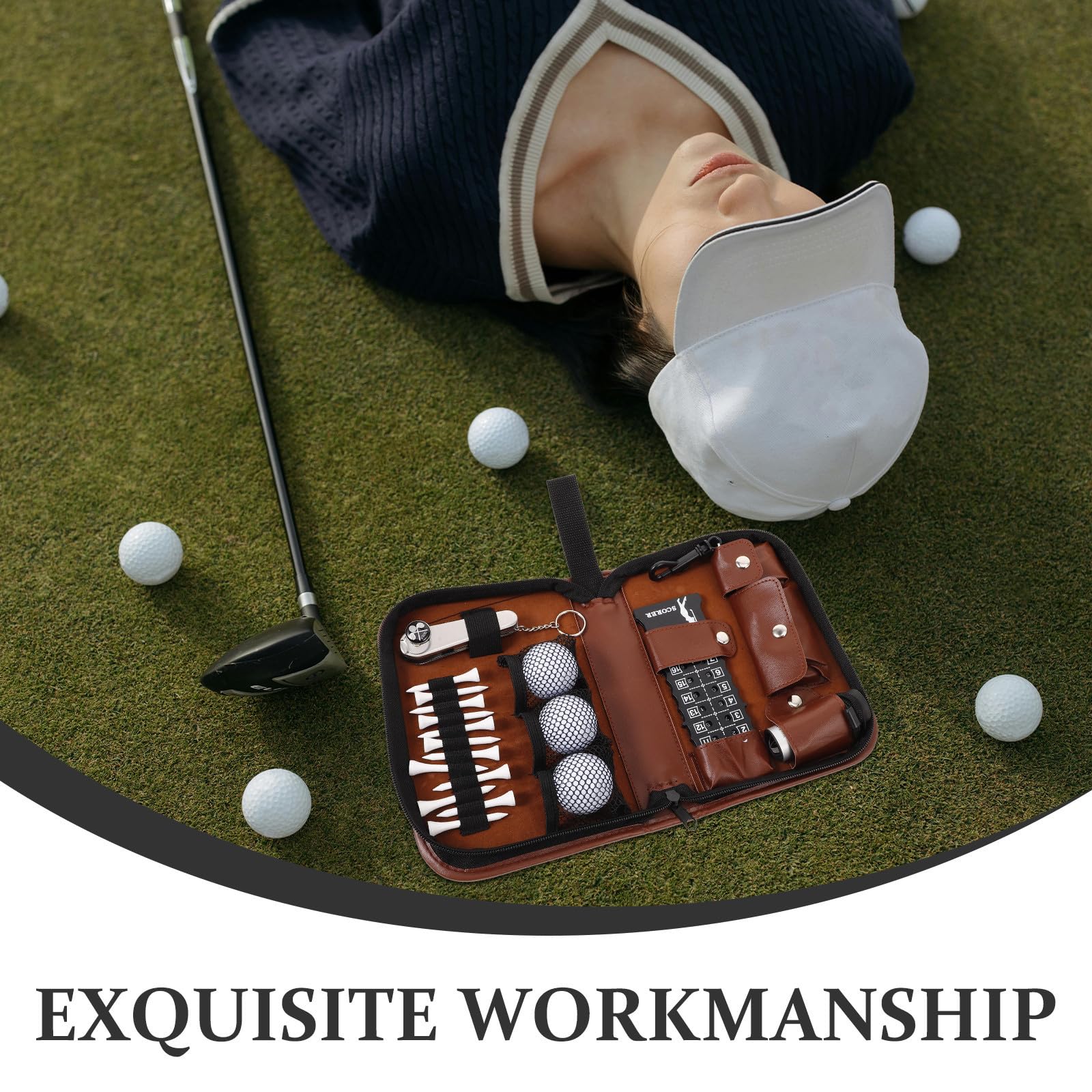 Golfbeutel Outdoor Golf Werkzeugset mit Aufbewahrungstasche aus PU Leder