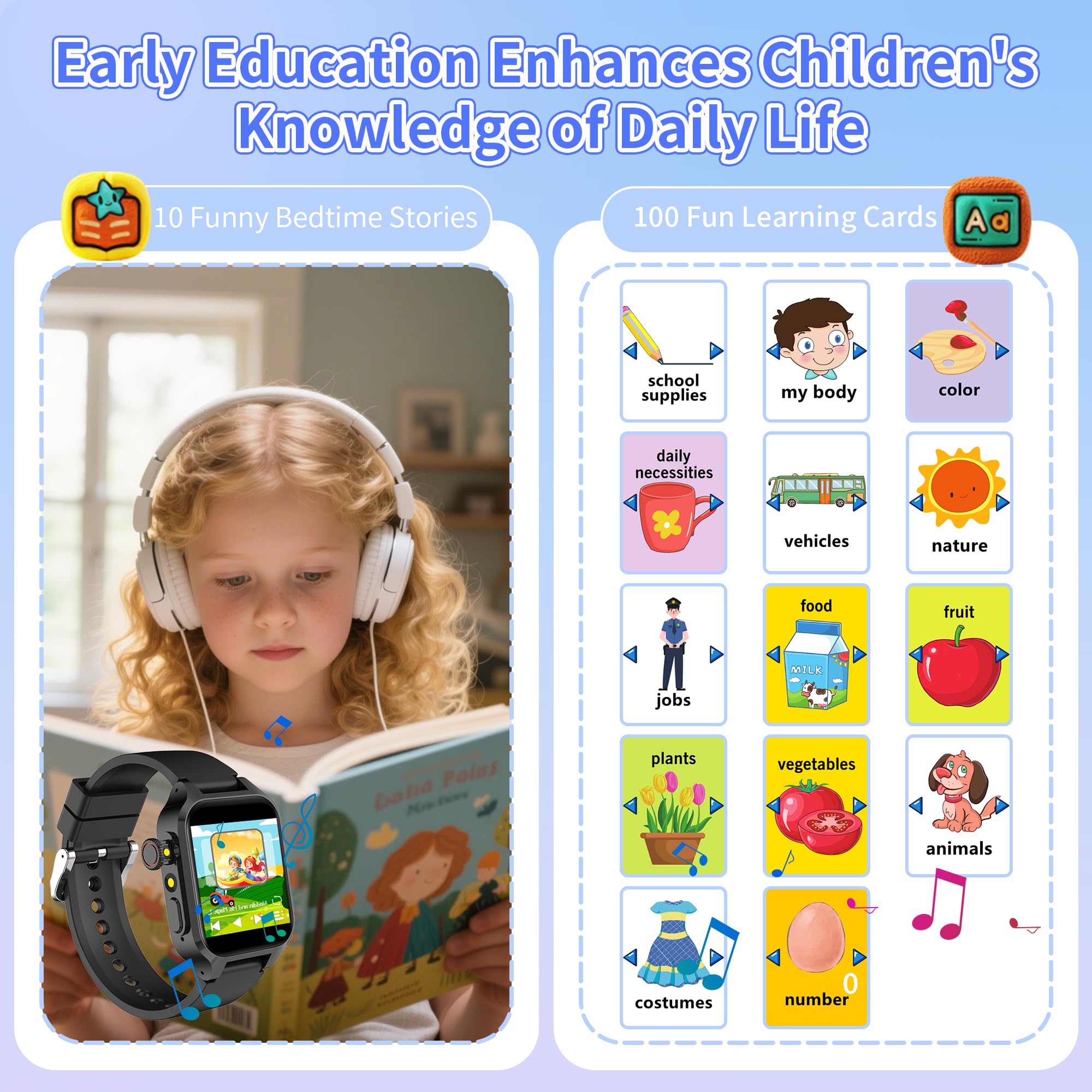 32 Giochi Smartwatch Bambini,smartwatch bambina con 22 Sfondi animati, Fotocamera,3 Modalità Sportive,Sveglia, Audiobook,Imparare la carta, Musica,Contapassi,registratore, Regali per ragazze e ragazzi