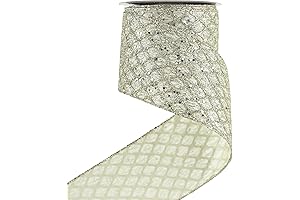 HUIHUANG Champagne Wired Ribbon, 4 inch Champagne Ribbon for Christmas, Bright Sparkle...