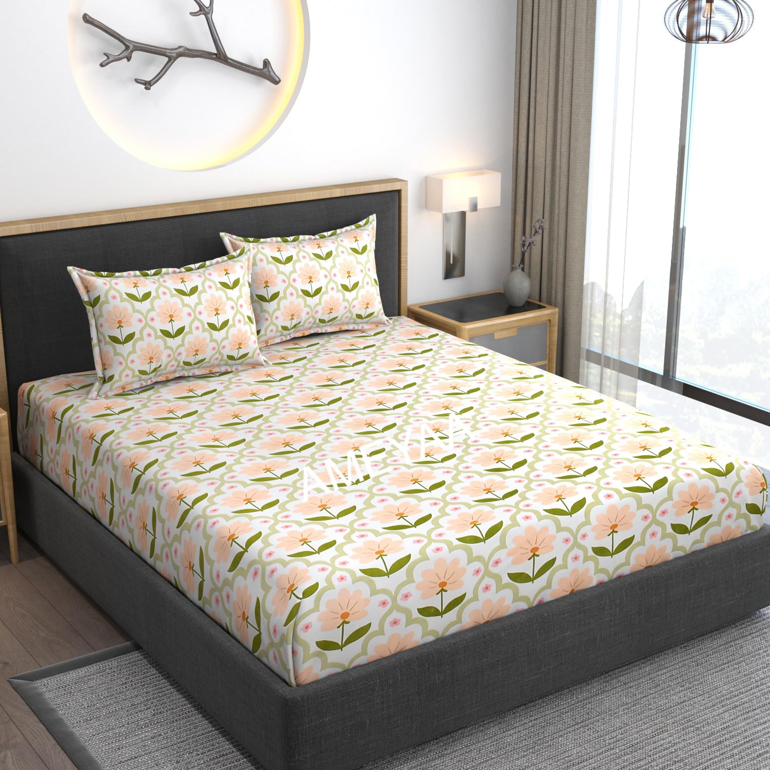 King Size Fitted Bedsheet - Premium Cotton Feel -22