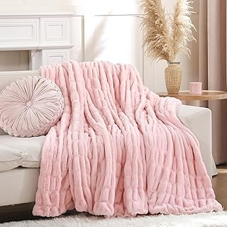 Smoofy Blush Pink Throw Blanket for Couch – Ultra Soft Cozy Plush Fluffy...