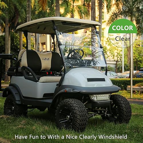 Miniatura 2 de 10L0L Parabrisas de carrito de golf para Club Car Precedent a gas o eléctrico (04 up), parabrisas plegable transparentetintado, anti-UV, resistente