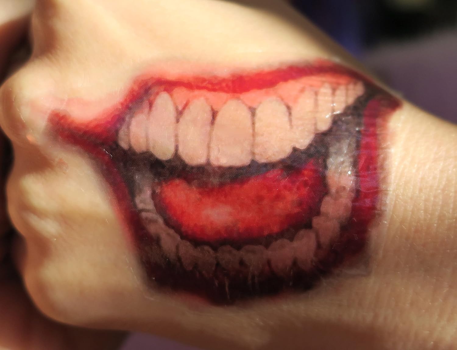 Joker Suicide Squad Fancy Dress Temporary Tattoos Damaged Skull Mouth Cosplay Comic Con Halloween Amazon Co Uk Toys Games